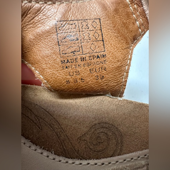 Taos sandals women's 8-8.5 tan Leather comfort shoe strappy cork wedge Trulie - Picture 4 of 4